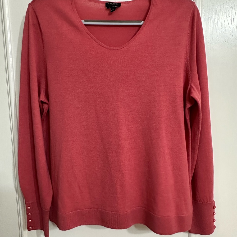 Talbots XL Petite Pure Merino Wool Sweater - Rose Pink (NWOT)